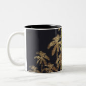 魅力的な金ゴールドの黒の熱帯ヤシの木 ツートーンマグカップ (左)