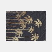 魅力的な金ゴールドの黒の熱帯ヤシの木 フリースブランケット (正面(横))