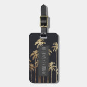 魅力的な金ゴールドの黒の熱帯ヤシの木 ラゲッジタグ (正面縦)