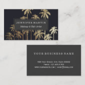 魅力的な金ゴールドの黒の熱帯ヤシの木 名刺 (正面/裏面)