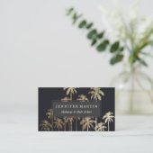 魅力的な金ゴールドの黒の熱帯ヤシの木 名刺 (スタンド正面)