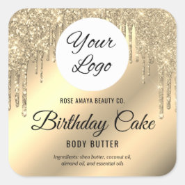 魅力的な金ゴールドグリッタードリッピング製品ステッカー スクエアシール