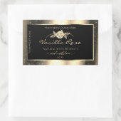 魅力的な金ゴールドグリッターフローラブラック製品ラベル 長方形シール (バッグ)