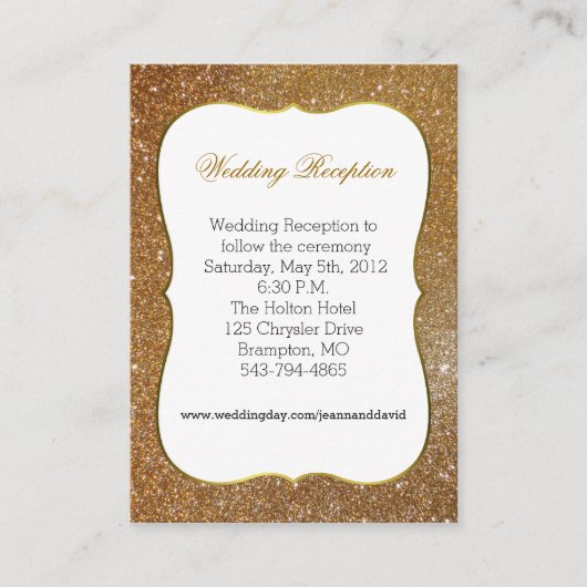 魅力的な金ゴールドグリッタールック結婚スのエンクロージャカード エンクロージャーカード (正面)
