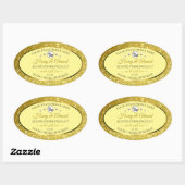 魅力的な金ゴールドグリッター製品ラベルロゴダイヤモンド 楕円形シール (シート)