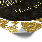 魅力的な金ゴールドダマスクの結婚式のシーティングチャート ポスター (角)