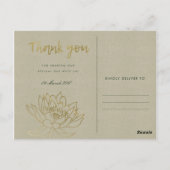 魅力的な金ゴールドダークグリーンロータスフローラありがとう ポストカード (裏面)