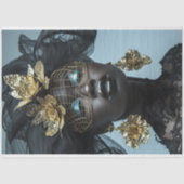 魅力的な金ゴールドブラックフローラバードケージマスク 薄葉紙 (正面)