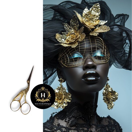 魅力的な金ゴールドブラックフローラバードケージマスク 薄葉紙