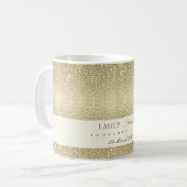 魅力的な金ゴールドホワイトモザイクドット日付のギフトを保存 コーヒーマグカップ (正面左)