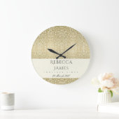 魅力的な金ゴールドホワイトモザイクドット日付のギフトを保存 ラージ壁時計 (ホーム)