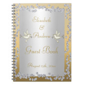 魅力的な金ゴールド及び銀製のダイヤモンドの鳩の来客名簿 ノートブック (正面)