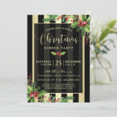 魅力的な金ゴールド及び黒のストライプな休日のパーティの招待 招待状 (スタンド正面)