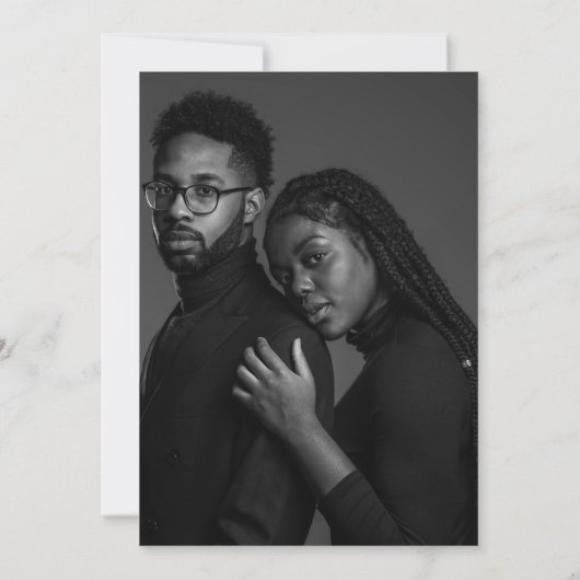 魅力的な金ゴールド結婚緑の写真の日付 招待状 (裏面)