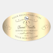 魅力的な金ゴールド製品ラベルの華美ハートロゴ 楕円形シール (正面)