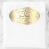 魅力的な金ゴールド製品ラベルの華美ハートロゴ 楕円形シール (バッグ)