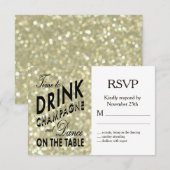 魅力的な金ゴールドRSVP 出欠カード (正面/裏面)