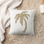 魅力的な金色やし自由章の木の白い枕クッションの投球 クッション (ブランケット)