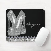 魅力的な銀製のグリッターのハイヒールの靴のマウスパッド マウスパッド (マウス)