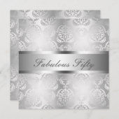 魅力的な銀製のダマスク織エレガントですばらしい50 招待状 (正面/裏面)