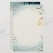 魅力的な静寂の印刷可能なハロウィーン 便箋 (正面/裏面)