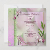 魅力的な靴、マグノリア及びファンの第50誕生日 招待状 (裏面)