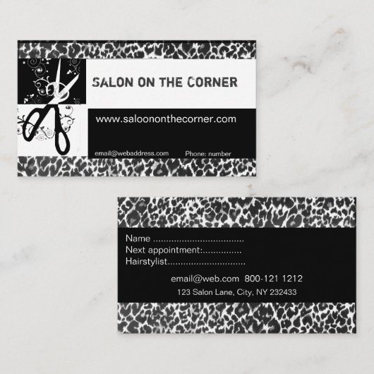 魅力的な魅力的野生のヒョウのプリントパターンを切ります 予約カード (正面/裏面)