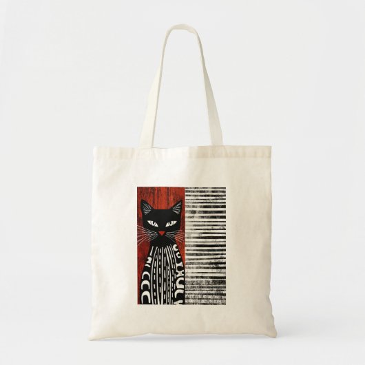 魅力的な黒猫アート トートバッグ (正面)