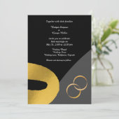 魅力的な黒結婚色金ゴールド 招待状 (スタンド正面)