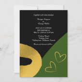魅力的な黒結婚色金ゴールド 招待状 (正面)