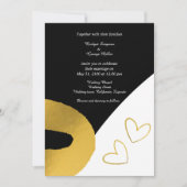 魅力的な黒結婚色金ゴールド 招待状 (正面)
