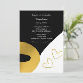魅力的な黒結婚色金ゴールド 招待状 (スタンド正面)