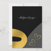 魅力的な黒結婚色金ゴールド 招待状 (裏面)