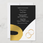 魅力的な黒結婚色金ゴールド 招待状 (正面)