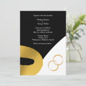 魅力的な黒結婚色金ゴールド 招待状 (スタンド正面)