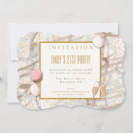 魅力的な21番目のパーティー金ゴールド紙吹雪フルートバルーン 招待状