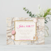 魅力的な50番目のパーティー金ゴールド紙吹雪フルーテバルーン 招待状 (スタンド正面)