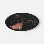 魅力的な、グリッターのピンク黒メリークリスマス ペーパープレート (アングル)