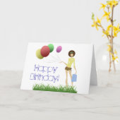 魅力的なGalのバースデー・カード カード (黄色い花)