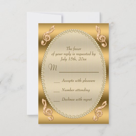 魅力的なRSVPの金ゴールドの小剣 出欠カード (裏面)