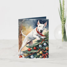 魅力的に素晴らしいブルテリアのクリスマスカード