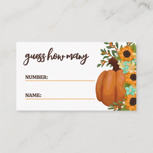 魅力的ひまわり推定量赤ちゃんシャワーゲーム エンクロージャーカード (正面)