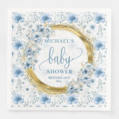 魅力的ほこりっぽい青い花金ゴールド赤ちゃんシャワー昼寝 (正面)