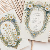 魅力的アールヌーボーデイジー結婚フローラ 招待状