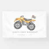 魅力的イエロークワッドバイク誕生日 横断幕 (横)