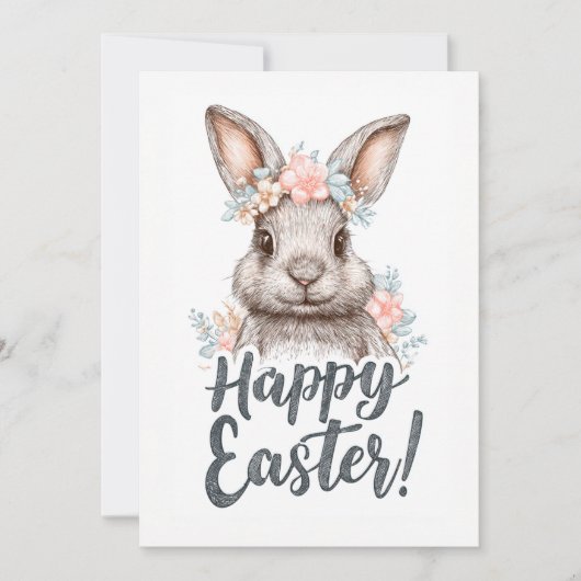 魅力的イースターのウサギの絵 シーズンカード (正面)