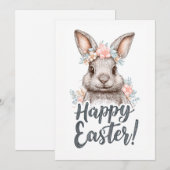 魅力的イースターのウサギの絵 シーズンカード (正面/裏面)