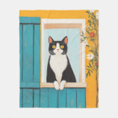 魅力的ウィンドウ内の猫 フリースブランケット (正面)