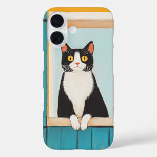 魅力的ウィンドウ内の猫 iPhone 16ケース