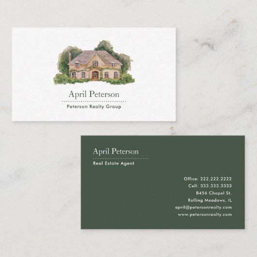 魅力的ウォーターカラー実在ハウスエステート代理店ブローカー 名刺 (正面/裏面)